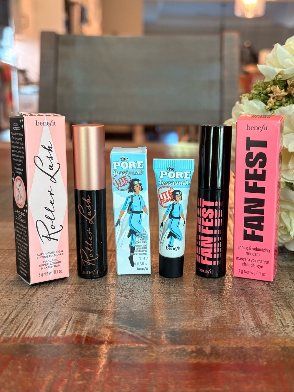 NEW Benefit ROLLER LASH & FAN FEST Mascara Travel DUO + POREFessional LITE Mini!